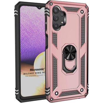 Microsonic Samsung Galaxy A13 4G Kılıf Military Ring Holder Rose Gold Microsonic Samsung Galaxy A13 4G Kılıf Military Ring Holder Rose Gold
