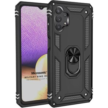 Microsonic Samsung Galaxy A13 4G Kılıf Military Ring Holder Siyah Microsonic Samsung Galaxy A13 4G Kılıf Military Ring Holder Siyah