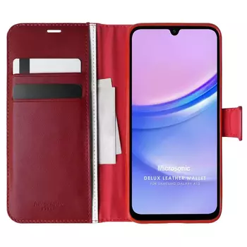 Microsonic Samsung Galaxy A15 Kılıf Delux Leather Wallet Kırmızı