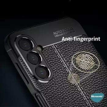 Microsonic Samsung Galaxy A15 Kılıf Deri Dokulu Silikon Siyah