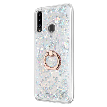 Microsonic Samsung Galaxy A20s Kılıf Glitter Liquid Holder Gümüş