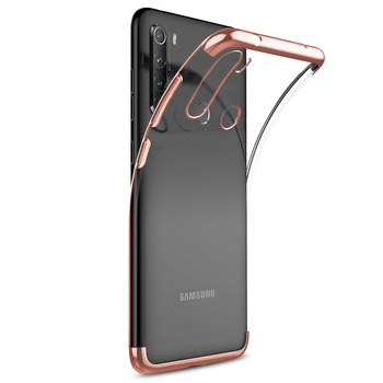 Microsonic Samsung Galaxy A21 Kılıf Skyfall Transparent Clear Rose Gold