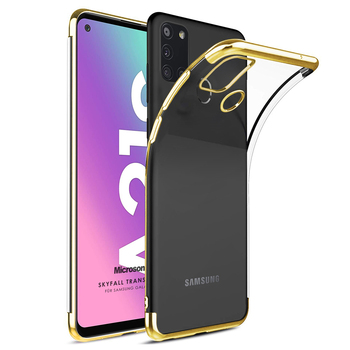 Microsonic Samsung Galaxy A21s Kılıf Skyfall Transparent Clear Gold