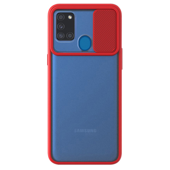 Microsonic Samsung Galaxy A21S Kılıf Slide Camera Lens Protection Kırmızı