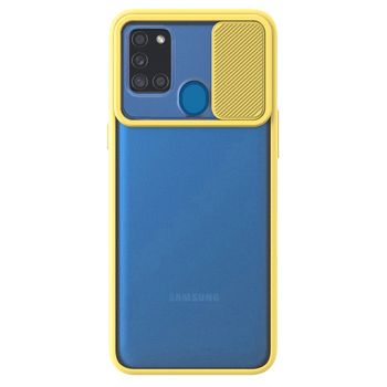 Microsonic Samsung Galaxy A21S Kılıf Slide Camera Lens Protection Sarı