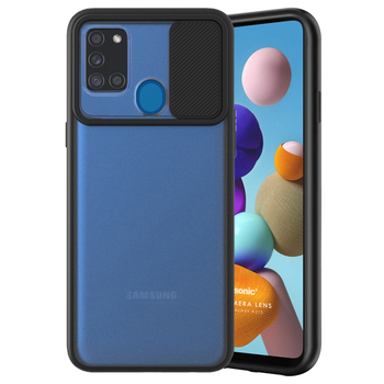 Microsonic Samsung Galaxy A21S Kılıf Slide Camera Lens Protection Siyah