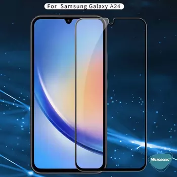 Microsonic Samsung Galaxy A24 Tam Kaplayan Temperli Cam Ekran Koruyucu Siyah