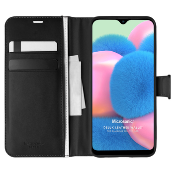Microsonic Samsung Galaxy A30s Kılıf Delux Leather Wallet Siyah