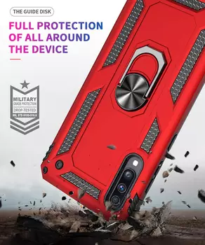Microsonic Samsung Galaxy A30s Kılıf Military Ring Holder Kırmızı