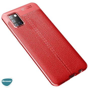 Microsonic Samsung Galaxy A31 Kılıf Deri Dokulu Silikon Kırmızı