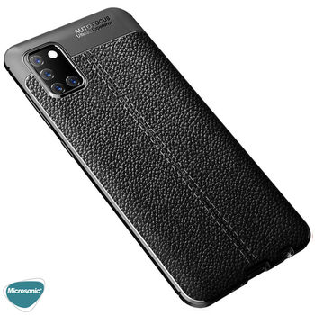 Microsonic Samsung Galaxy A31 Kılıf Deri Dokulu Silikon Siyah