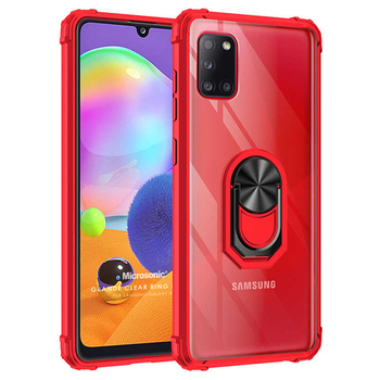 Microsonic Samsung Galaxy A31 Kılıf Grande Clear Ring Holder Kırmızı Microsonic Samsung Galaxy A31 Kılıf Grande Clear Ring Holder Kırmızı