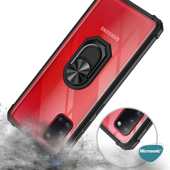 Microsonic Samsung Galaxy A31 Kılıf Grande Clear Ring Holder Kırmızı