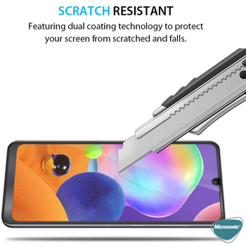 Microsonic Samsung Galaxy A31 Kavisli Temperli Cam Ekran Koruyucu Film Siyah
