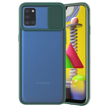 Microsonic Samsung Galaxy A31 Kılıf Slide Camera Lens Protection Koyu Yeşil