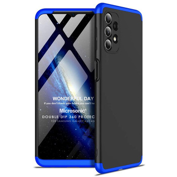 Microsonic Samsung Galaxy A32 4G Kılıf Double Dip 360 Protective AYS Siyah Mavi