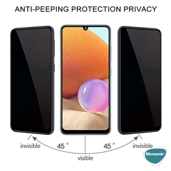 Microsonic Samsung Galaxy A32 4G Invisible Privacy Kavisli Ekran Koruyucu Siyah