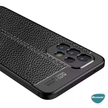 Microsonic Samsung Galaxy A33 5G Kılıf Deri Dokulu Silikon Lacivert