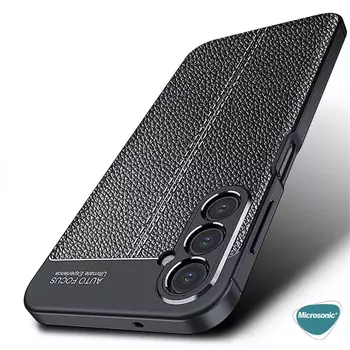 Microsonic Samsung Galaxy A34 Kılıf Deri Dokulu Silikon Lacivert