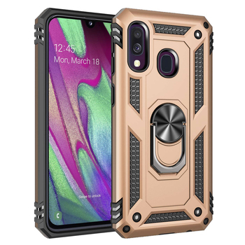Microsonic Samsung Galaxy A40 Kılıf Military Ring Holder Gold Microsonic Samsung Galaxy A40 Kılıf Military Ring Holder Gold