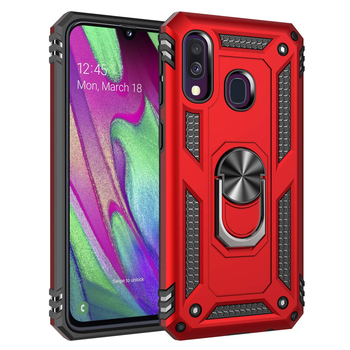 Microsonic Samsung Galaxy A40 Kılıf Military Ring Holder Kırmızı Microsonic Samsung Galaxy A40 Kılıf Military Ring Holder Kırmızı