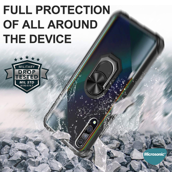 Microsonic Samsung Galaxy A50 Kılıf Grande Clear Ring Holder Lacivert