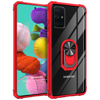 Microsonic Samsung Galaxy A51 Kılıf Grande Clear Ring Holder Kırmızı Microsonic Samsung Galaxy A51 Kılıf Grande Clear Ring Holder Kırmızı