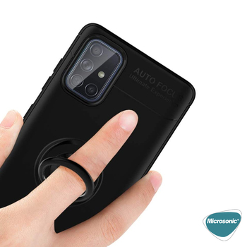 Microsonic Samsung Galaxy A51 Kılıf Kickstand Ring Holder Lacivert