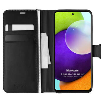 Microsonic Samsung Galaxy A52 Kılıf Delux Leather Wallet Siyah