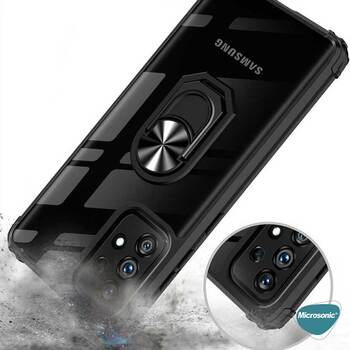 Microsonic Samsung Galaxy A52 Kılıf Grande Clear Ring Holder Siyah