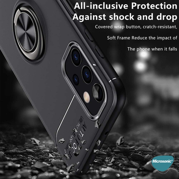Microsonic Samsung Galaxy A52 Kılıf Kickstand Ring Holder Siyah