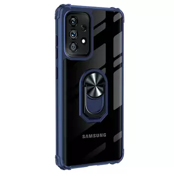 Microsonic Samsung Galaxy A52 Kılıf Grande Clear Ring Holder Lacivert