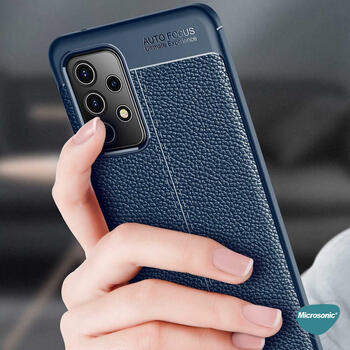 Microsonic Samsung Galaxy A52s Kılıf Deri Dokulu Silikon Siyah