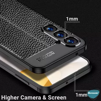 Microsonic Samsung Galaxy A55 Kılıf Deri Dokulu Silikon Siyah