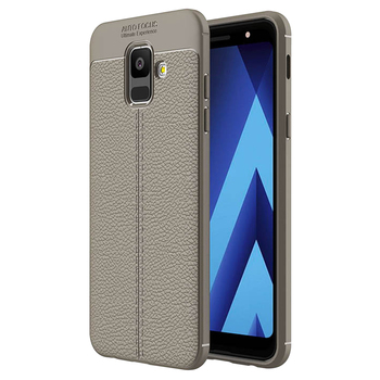 Microsonic Samsung Galaxy A6 2018 Kılıf Deri Dokulu Silikon Gri Microsonic Samsung Galaxy A6 2018 Kılıf Deri Dokulu Silikon Gri