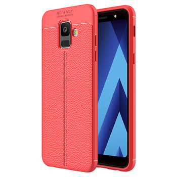 Microsonic Samsung Galaxy A6 2018 Kılıf Deri Dokulu Silikon Kırmızı Microsonic Samsung Galaxy A6 2018 Kılıf Deri Dokulu Silikon Kırmızı