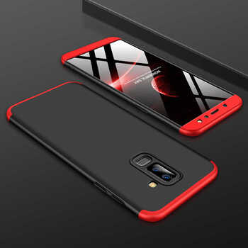 Microsonic Samsung Galaxy A6 Plus 2018 Kılıf Double Dip 360 Protective AYS Siyah - Kırmızı