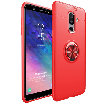 Microsonic Samsung Galaxy A6 Plus 2018 Kılıf Kickstand Ring Holder Kırmızı Microsonic Samsung Galaxy A6 Plus 2018 Kılıf Kickstand Ring Holder Kırmızı
