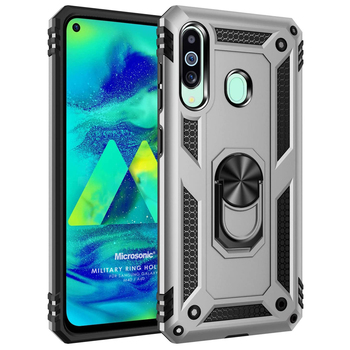 Microsonic Samsung Galaxy A60 Kılıf Military Ring Holder Gümüş Microsonic Samsung Galaxy A60 Kılıf Military Ring Holder Gümüş