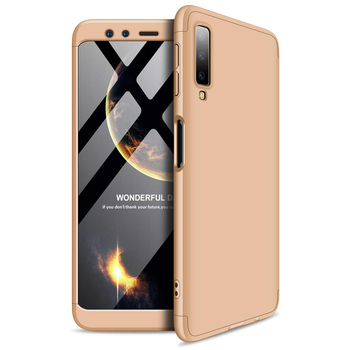 Microsonic Samsung Galaxy A7 2018 Kılıf Double Dip 360 Protective AYS Gold