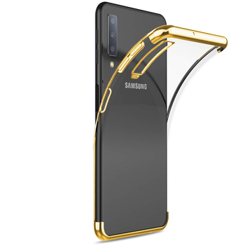 Microsonic Samsung Galaxy A7 2018 Kılıf Skyfall Transparent Clear Gold