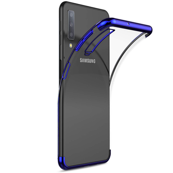 Microsonic Samsung Galaxy A7 2018 Kılıf Skyfall Transparent Clear Mavi