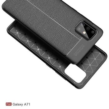 Microsonic Samsung Galaxy A71 Kılıf Deri Dokulu Silikon Siyah