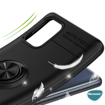 Microsonic Samsung Galaxy A71 Kılıf Kickstand Ring Holder Siyah