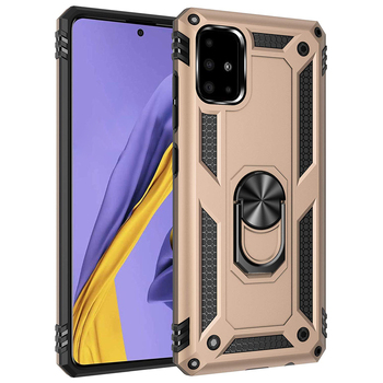 Microsonic Samsung Galaxy A71 Kılıf Military Ring Holder Gold Microsonic Samsung Galaxy A71 Kılıf Military Ring Holder Gold