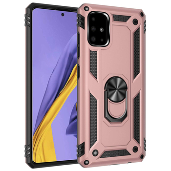 Microsonic Samsung Galaxy A71 Kılıf Military Ring Holder Rose Gold Microsonic Samsung Galaxy A71 Kılıf Military Ring Holder Rose Gold