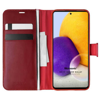 Microsonic Samsung Galaxy A72 Kılıf Delux Leather Wallet Kırmızı