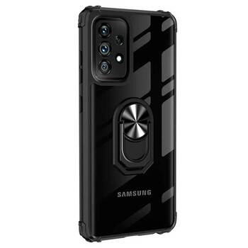 Microsonic Samsung Galaxy A72 Kılıf Grande Clear Ring Holder Siyah