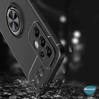 Microsonic Samsung Galaxy A73 5G Kılıf Kickstand Ring Holder Siyah