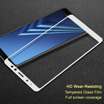 Microsonic Samsung Galaxy A8 2018 Kavisli Temperli Cam Ekran Koruyucu Film Beyaz